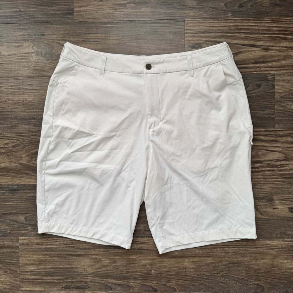 Lululemon White Flat Front Shorts